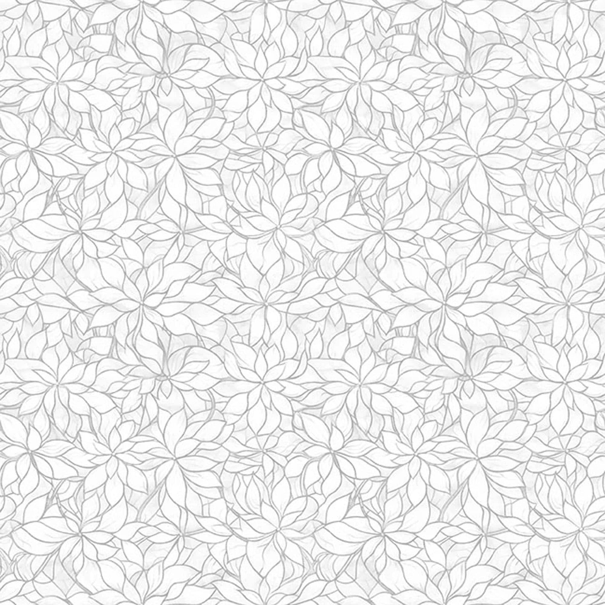 Image of Royale Packed Floral Gray quilting cotton fabric by Dan Morris for QT Fabrics. Features flowers on a white background. Cute Little Fabric Shop.