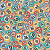 Image of Turbo Tykes Numbers Light Turquoise quilting cotton fabric by Morris Creative Group for QT Fabrics. Features numbers on a blue background. Cute Little Fabric Shop.