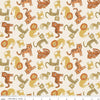 Image of Leo & Savannah Animal Toss Cream quilting cotton fabric by Deena Rutter for Riley Blake Designs. Features cats on a cream background. Cute Little Fabric Shop.