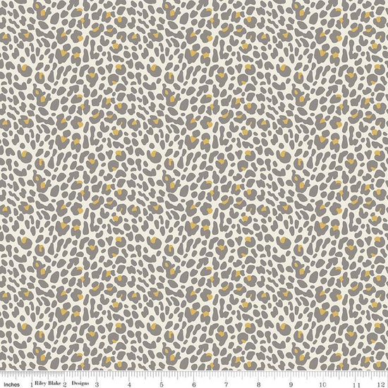 Image of Leo & Savannah Leopard Cream quilting cotton fabric by Deena Rutter for Riley Blake Designs. Features leopard print on a cream background. Cute Little Fabric Shop.