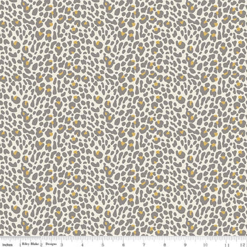Image of Leo & Savannah Leopard Cream quilting cotton fabric by Deena Rutter for Riley Blake Designs. Features leopard print on a cream background. Cute Little Fabric Shop.