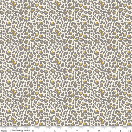 Image of Leo & Savannah Leopard Cream quilting cotton fabric by Deena Rutter for Riley Blake Designs. Features leopard print on a cream background. Cute Little Fabric Shop.
