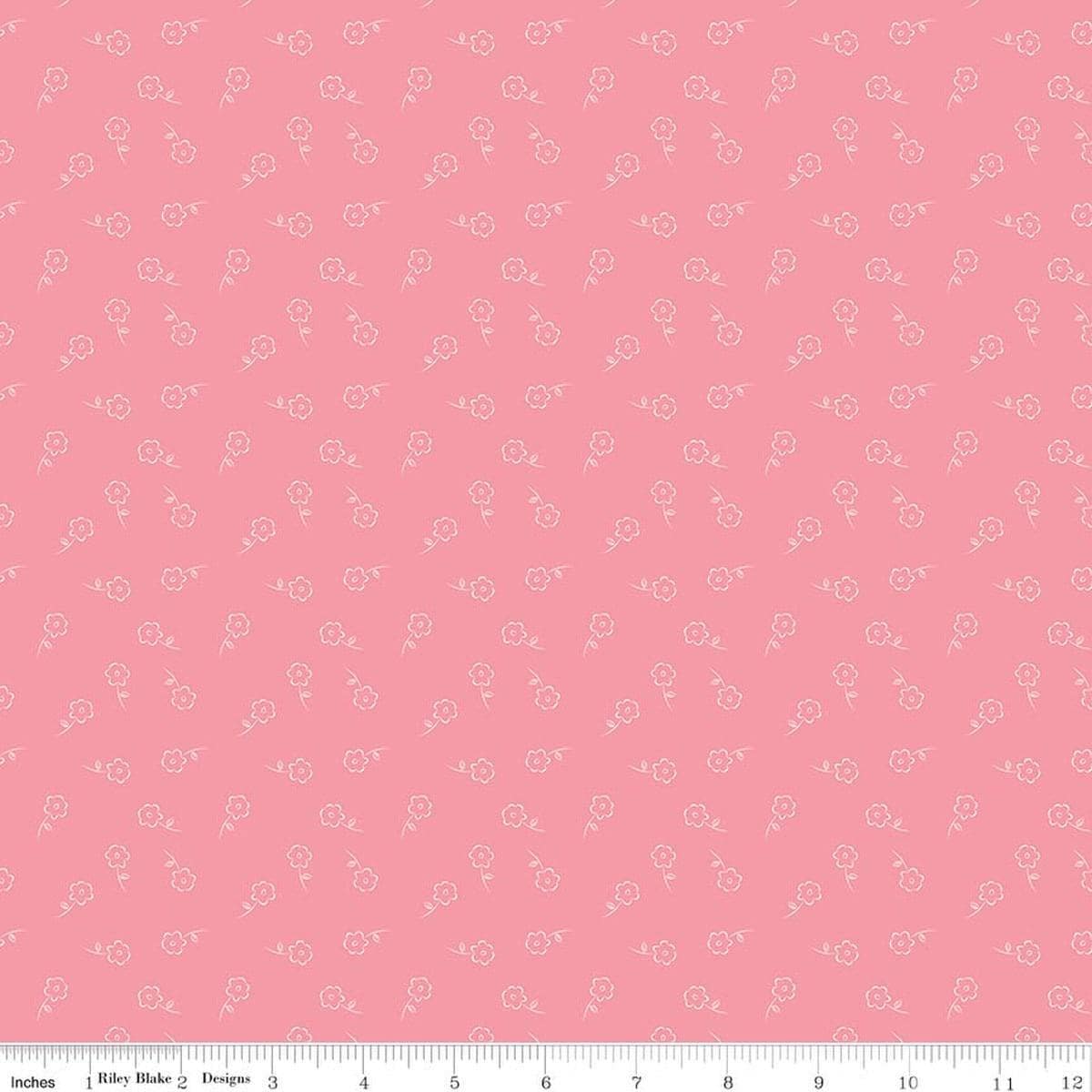 Image of Sweet Pink Dainty Floral Pink quilting cotton fabric by My Mind's Eye for Riley Blake Design. Features flowers on a pink background. Cute Little Fabric Shop.