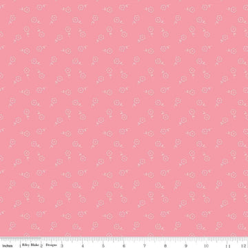 Image of Sweet Pink Dainty Floral Pink quilting cotton fabric by My Mind's Eye for Riley Blake Design. Features flowers on a pink background. Cute Little Fabric Shop.