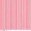 Image of Sweet Pink Floral Stripes Pink quilting cotton fabric by My Mind's Eye for Riley Blake Design. Features flowers on a pink background. Cute Little Fabric Shop.