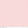 Image of Sweet Pink Gingham Pink quilting cotton fabric by My Mind's Eye for Riley Blake Design. Features flowers on a pink background. Cute Little Fabric Shop.
