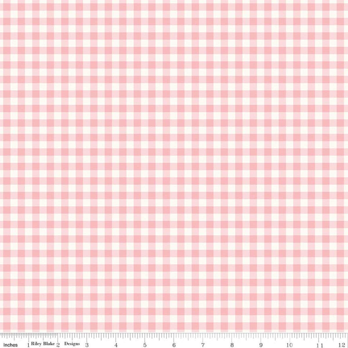 Image of Sweet Pink Gingham Pink quilting cotton fabric by My Mind's Eye for Riley Blake Design. Features flowers on a pink background. Cute Little Fabric Shop.