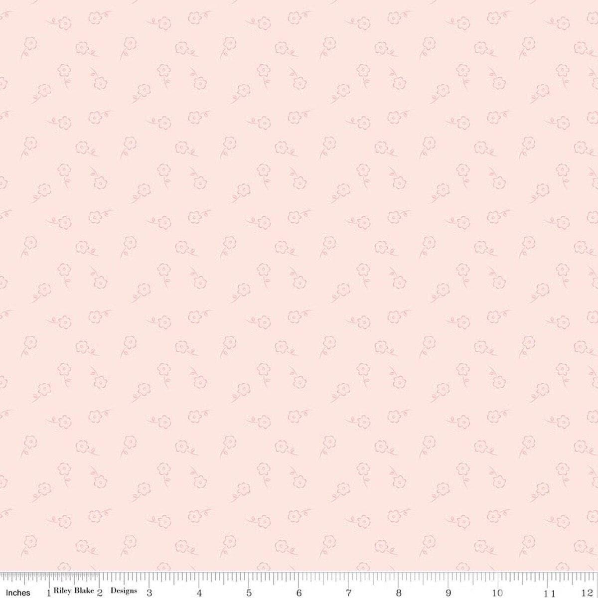 Image of Sweet Pink Dainty Floral Blush quilting cotton fabric by My Mind's Eye for Riley Blake Design. Features flowers on a pink background. Cute Little Fabric Shop.