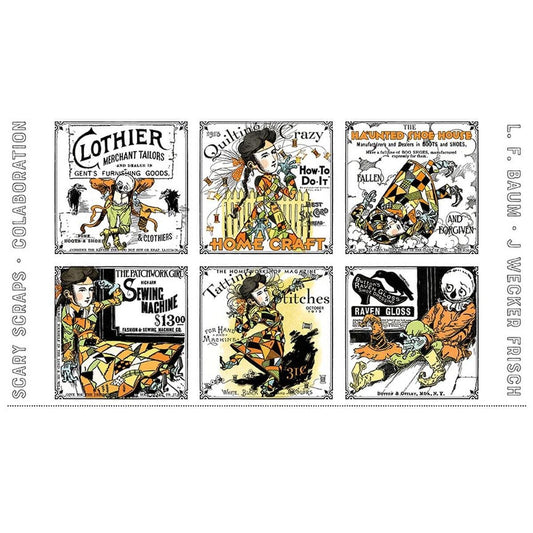 SALE Scary Scraps Patch Panel DIGITALLY PRINTED Fabric - PD17601 - Riley Blake Quilting Cotton Fabric