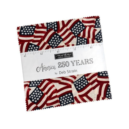 America 250 Years Charm Pack Patriotic Fabric - 56180PP - 42-piece Precut - Moda Fabrics Quilting Cotton Fabric