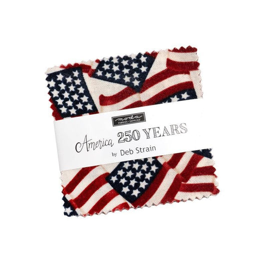 America 250 Years Mini Charm Pack Patriotic Fabric - 56180MC - 42-piece Precut - Moda Fabrics Quilting Cotton Fabric