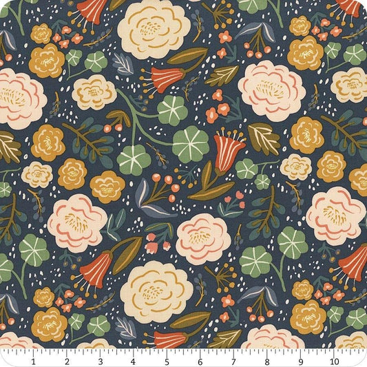 2yd 20" End of Bolt - Ivy Reese Floral Navy Blue Floral Fabric WIDEBACK 108" Wide - WB16607 - Riley Blake Quilting Cotton Fabric