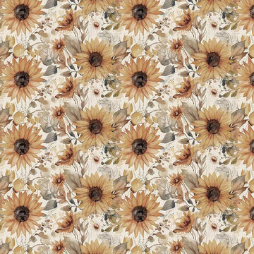 3-Yard Cut - Evening on the Prairie Watercolor Sunflowers Cream Floral Fabric 108" WIDEBACK - WB16751 - Riley Blake Quilting Cotton Fabric
