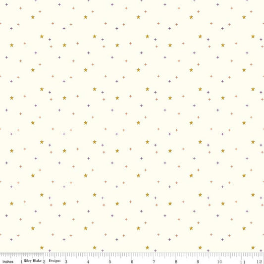 SALE Sparkler Star Vintage White Cream SPARKLE Fabric - SC651 - Riley Blake Quilting Cotton Fabric