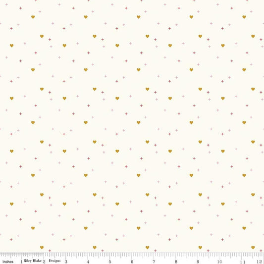 SALE Sparkler Heart Cloud Cream SPARKLE Fabric - SC653 - Riley Blake Quilting Cotton Fabric