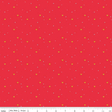 SALE Sparkler Heart Riley Red SPARKLE Fabric - SC653 - Riley Blake Quilting Cotton Fabric