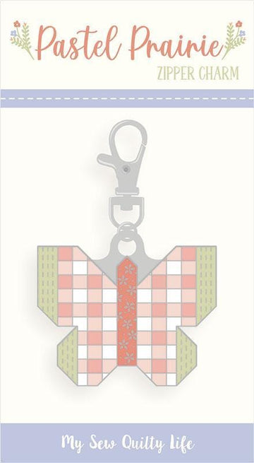 SALE Pastel Prairie Zipper Pull Butterfly Pink Butterfly Charm - Moda Fabrics Charm