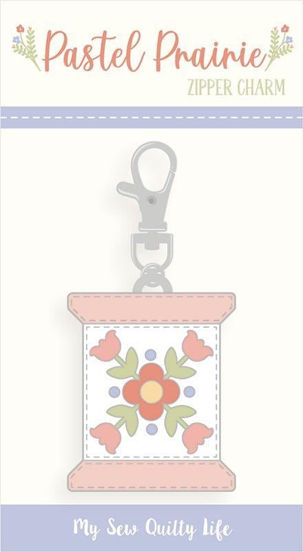 Pastel Prairie Zipper Pull Spool Pink Floral Charm - Moda Fabrics Charm