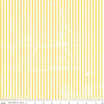Image of Scary Scraps Stressed Stripes Yellow quilting cotton fabric by J Wecker Frisch for Riley Blake Designs. Features stripes on a yellow background. Cute Little Fabric Shop.