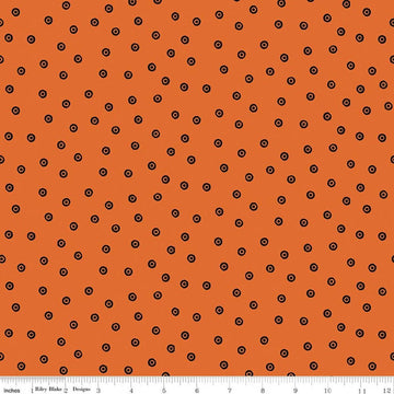 Image of Scary Scraps Dress Dots Orange quilting cotton fabric by J Wecker Frisch for Riley Blake Designs. Features dots on an orange background. Cute Little Fabric Shop.