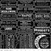 Image of Scary Scraps Scary Sew Labels Black quilting cotton fabric by J Wecker Frisch for Riley Blake Designs. Features words on a black background. Cute Little Fabric Shop.