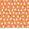 Image of Frank and Friends Ghosts Orange quilting cotton fabric by My Mind's Eye for Riley Blake Designs. Features ghosts on an orange background. Cute Little Fabric Shop.