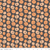 Image of Frank and Friends Pumpkins Charcoal quilting cotton fabric by My Mind's Eye for Riley Blake Designs. Features pumpkins on a black background. Cute Little Fabric Shop.