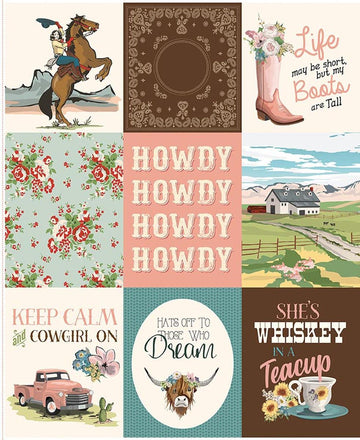 Cowgirl Panel Floral Fabric - P17487 - Riley Blake Quilting Cotton Fabric