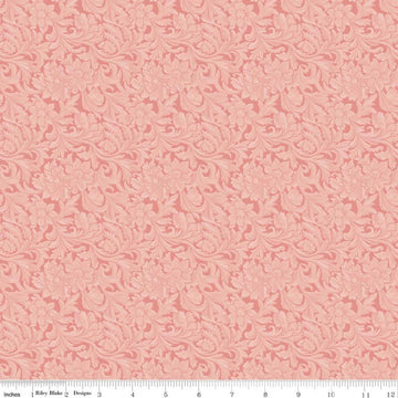 Image of Cowgirl Leather Pink quilting cotton fabric by Echo Park Paper Co. for Riley Blake Designs. Features tone-on-tone flowers on a pink background. Cute Little Fabric Shop.