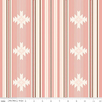 Image of Cowgirl Blanket Pink quilting cotton fabric by Echo Park Paper Co. for Riley Blake Designs. Features stripes on a pink background. Cute Little Fabric Shop.