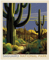 National Parks Saguaro Poster Panel DIGITALLY PRINTED Fabric - PD17708 - Riley Blake Quilting Cotton Fabric - Licensed Product