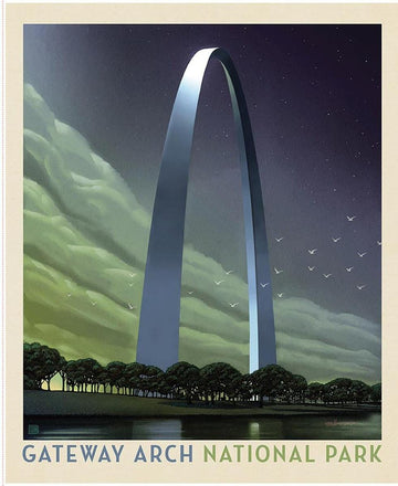 SALE National Parks Gateway Arch Poster Panel DIGITALLY PRINTED Fabric - PD17704 - Riley Blake Quilting Cotton Fabric - Licensed Product