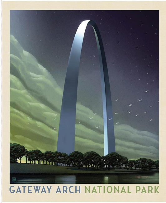 SALE National Parks Gateway Arch Poster Panel DIGITALLY PRINTED Fabric - PD17704 - Riley Blake Quilting Cotton Fabric - Licensed Product