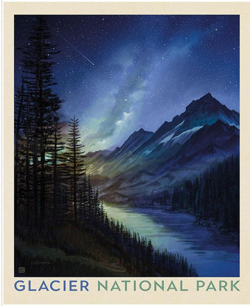 National Parks Glacier Poster Panel DIGITALLY PRINTED Fabric - PD17705 - Riley Blake Quilting Cotton Fabric - Licensed Product