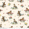 Image of Cowgirl Main Cream quilting cotton fabric by Echo Park Paper Co. for Riley Blake Designs. Features horses on a cream background. Cute Little Fabric Shop.