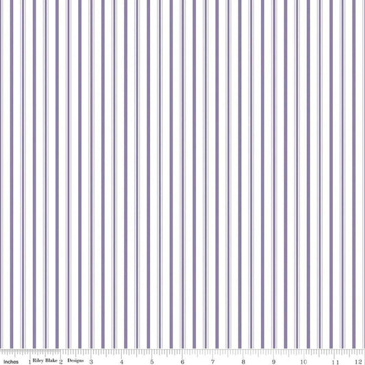 Image of Daybreak on the Prairie Track Stripe Purple quilting cotton fabric by Modern Prairie for Riley Blake Designs. Features stripes on a purple background. Cute Little Fabric Shop.