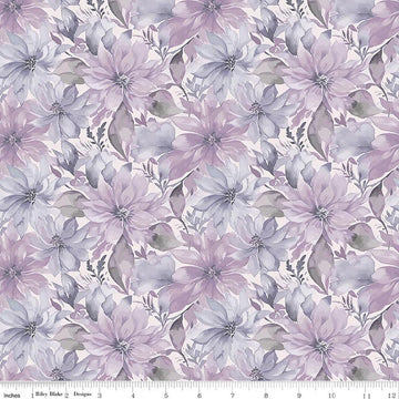Image of Daybreak on the Prairie Floral Purple quilting cotton fabric by Modern Prairie for Riley Blake Designs. Features flowers on a purple background. Cute Little Fabric Shop.