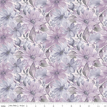 Image of Daybreak on the Prairie Floral Purple quilting cotton fabric by Modern Prairie for Riley Blake Designs. Features flowers on a purple background. Cute Little Fabric Shop.