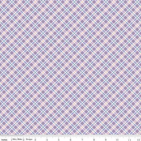 Image of Daybreak on the Prairie Plaid Purple quilting cotton fabric by Modern Prairie for Riley Blake Designs. Features plaid on a purple background. Cute Little Fabric Shop.