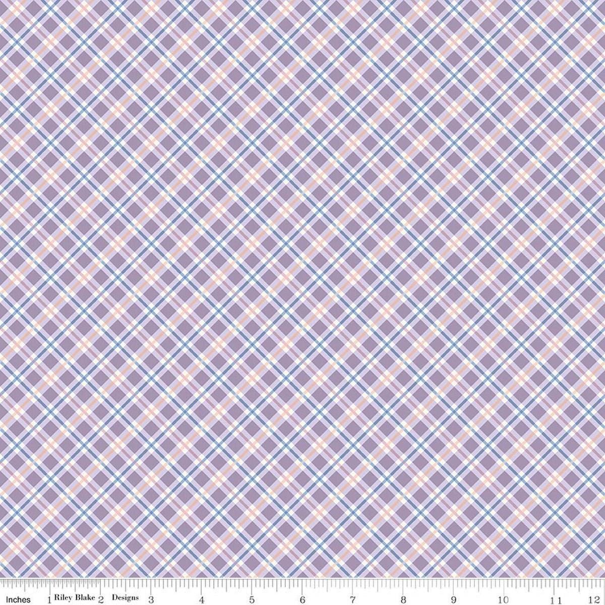 Image of Daybreak on the Prairie Plaid Purple quilting cotton fabric by Modern Prairie for Riley Blake Designs. Features plaid on a purple background. Cute Little Fabric Shop.