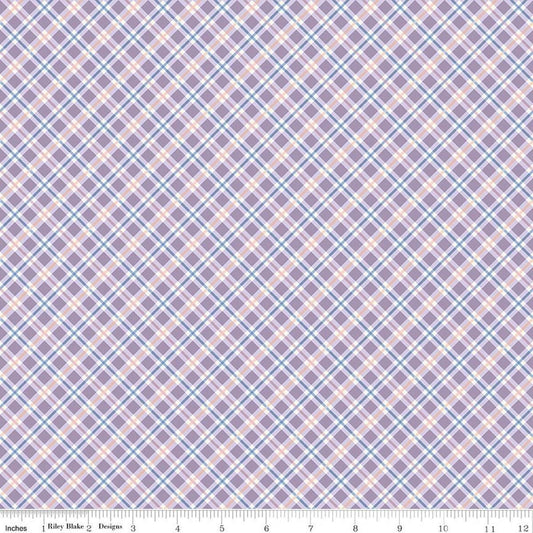 Image of Daybreak on the Prairie Plaid Purple quilting cotton fabric by Modern Prairie for Riley Blake Designs. Features plaid on a purple background. Cute Little Fabric Shop.