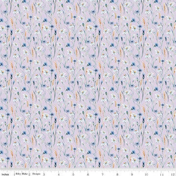 Image of Daybreak on the Prairie Wildflowers Purple quilting cotton fabric by Modern Prairie for Riley Blake Designs. Features flowers on a COLOR background. Cute Little Fabric Shop.