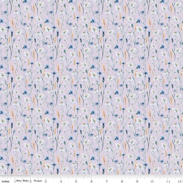 Image of Daybreak on the Prairie Wildflowers Purple quilting cotton fabric by Modern Prairie for Riley Blake Designs. Features flowers on a COLOR background. Cute Little Fabric Shop.