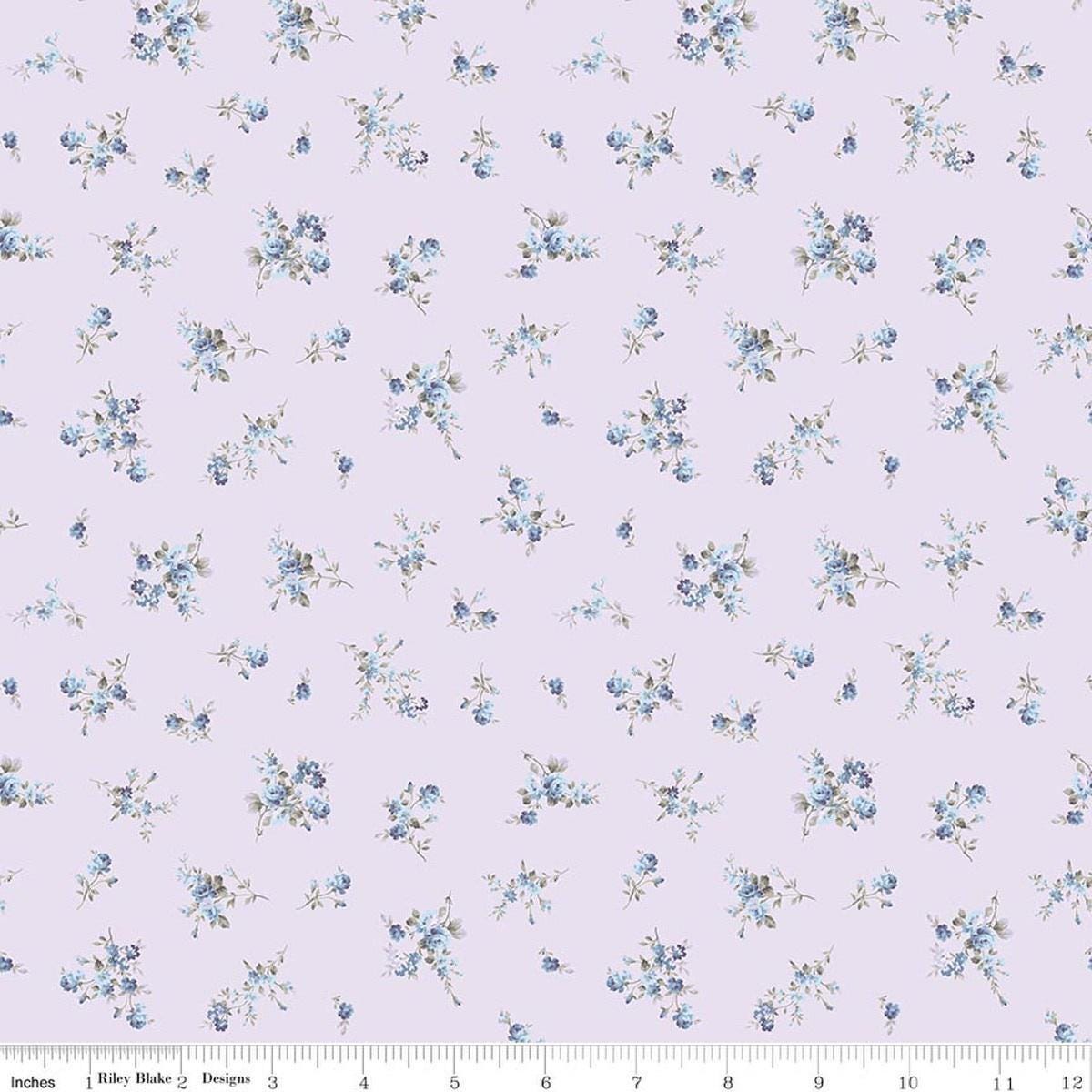 Image of Daybreak on the Prairie Garden Bouquet Purple quilting cotton fabric by Modern Prairie for Riley Blake Designs. Features flowers on a purple background. Cute Little Fabric Shop.
