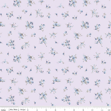 Image of Daybreak on the Prairie Garden Bouquet Purple quilting cotton fabric by Modern Prairie for Riley Blake Designs. Features flowers on a purple background. Cute Little Fabric Shop.