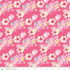 Image of Painted Petals Butterfly Floral Pink quilting cotton fabric by Lila Tueller for Riley Blake Designs. Features flowers on a pink background. Cute Little Fabric Shop.