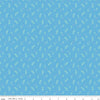 Image of Painted Petals Tossed Stems Blue quilting cotton fabric by Lila Tueller for Riley Blake Designs. Features leaves on a blue background. Cute Little Fabric Shop.