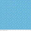 Image of Painted Petals Tossed Stems Blue quilting cotton fabric by Lila Tueller for Riley Blake Designs. Features leaves on a blue background. Cute Little Fabric Shop.