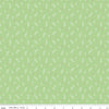 Image of Painted Petals Tossed Stems Green quilting cotton fabric by Lila Tueller for Riley Blake Designs. Features leaves on a green background. Cute Little Fabric Shop.