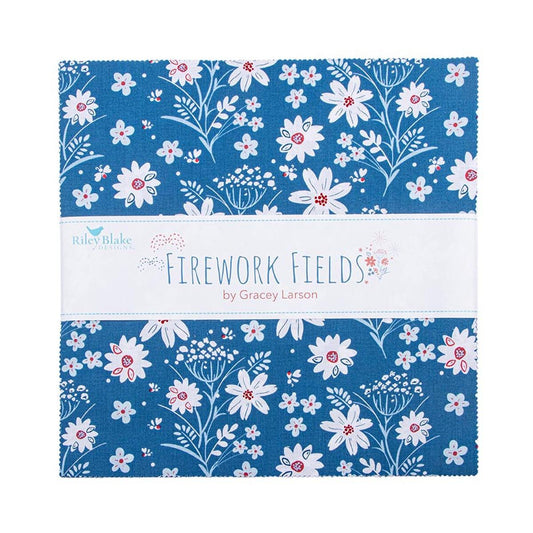 Firework Fields 10" Stacker Floral Fabric - 10-17580-42 - 42-piece Precut - Riley Blake Quilting Cotton Fabric